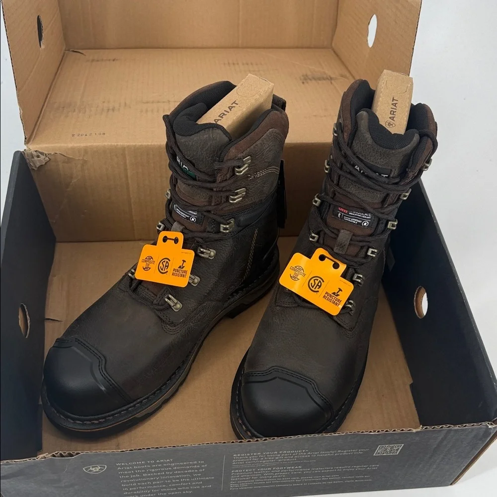 NWT Ariat Mens CSA Glacier Grip 8-Inch Waterproof Composite Toe Work Boot sz 7.5